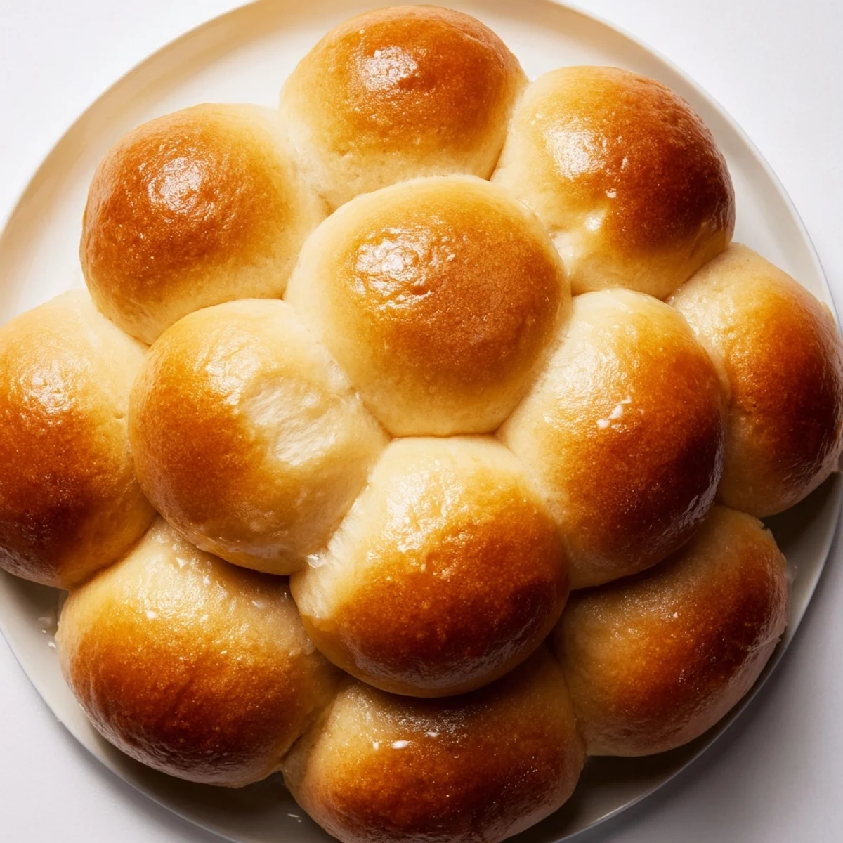 Close-up of golden Homemade Dinner Rolls, showing a tender interior perfect with savory meals.
