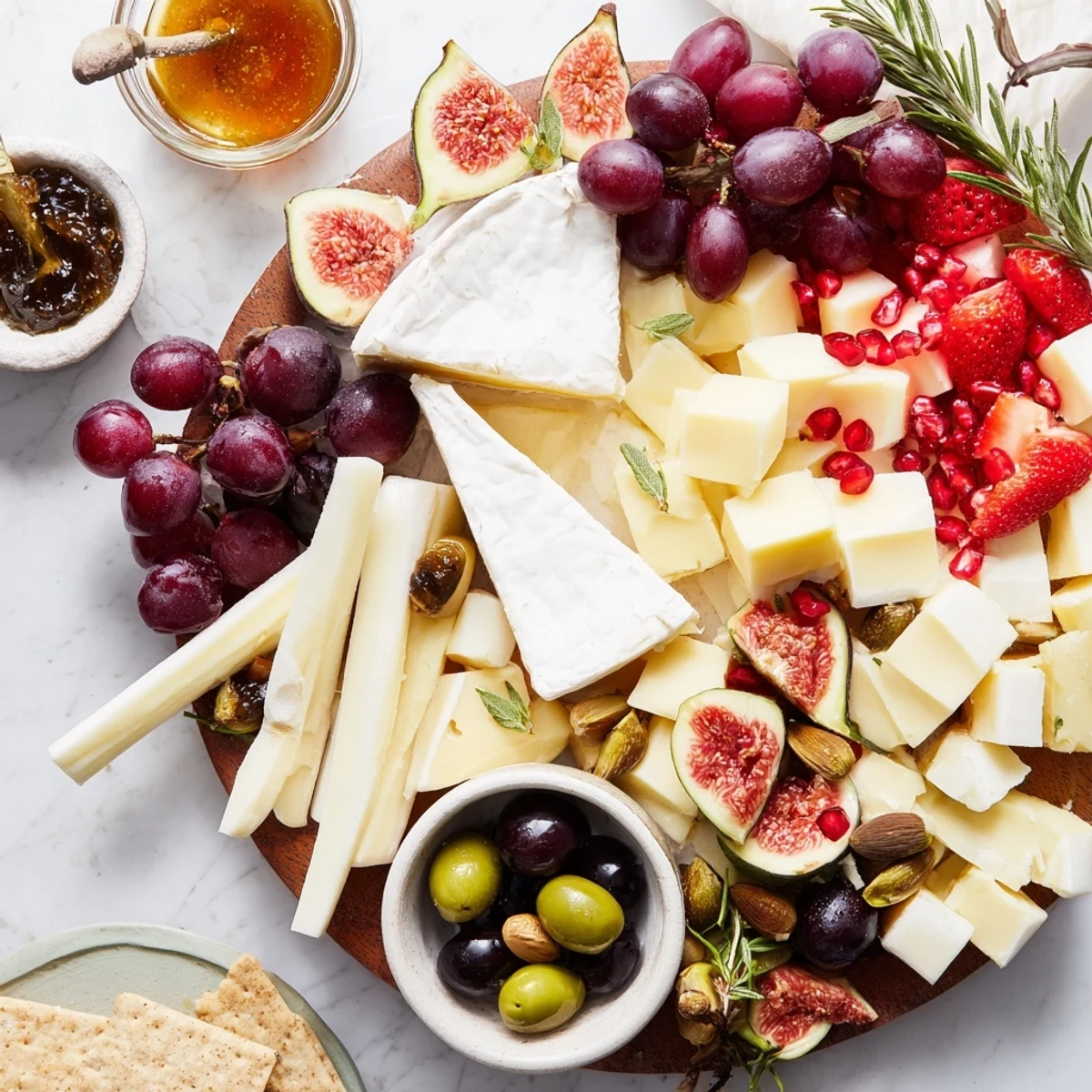 A visually appealing "Final Curtain" grazing board overflowing with cheese, fruits, and meats.