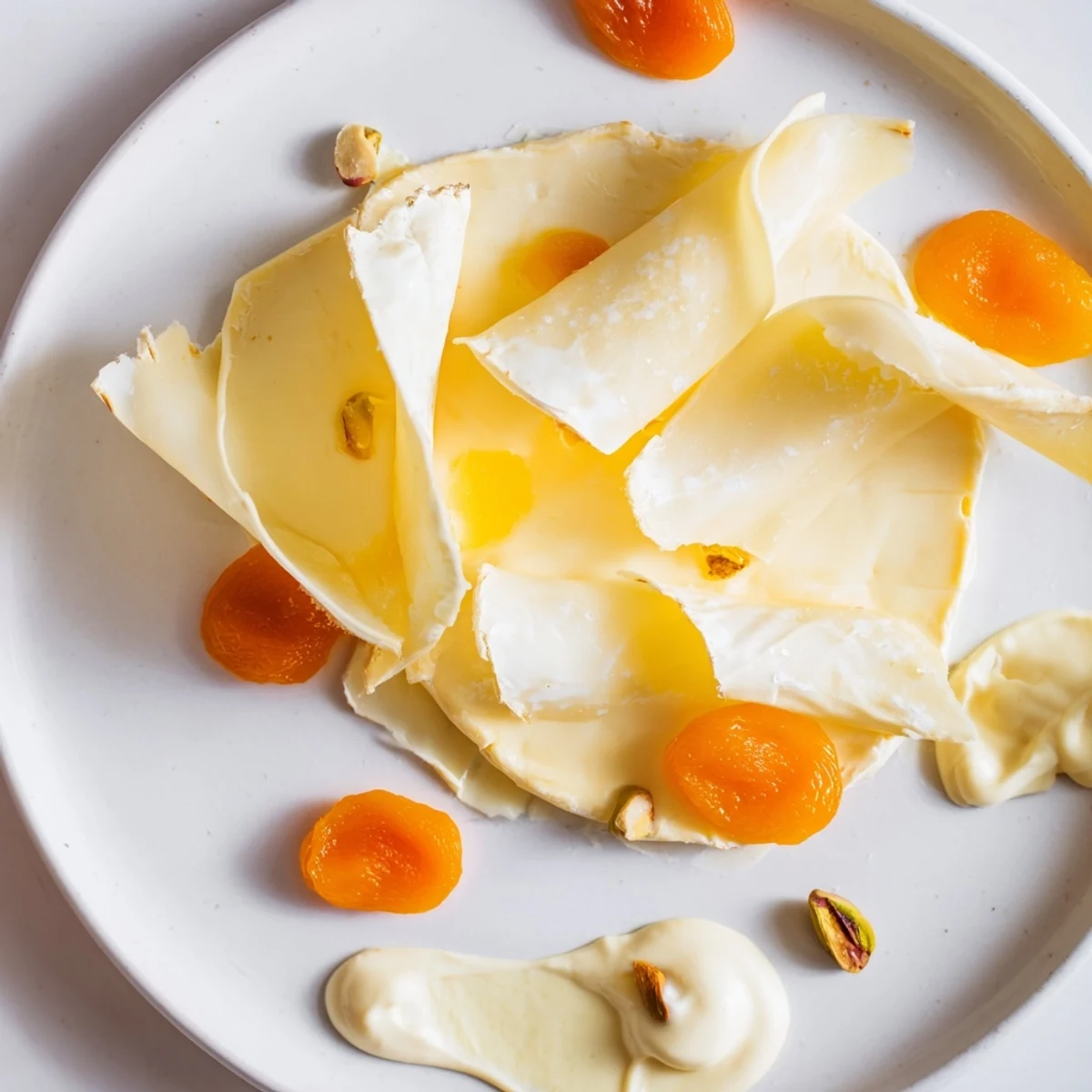 The Saffron Silk cheese board has vibrant cheeses and creamy swirls, perfect for elegant serving.