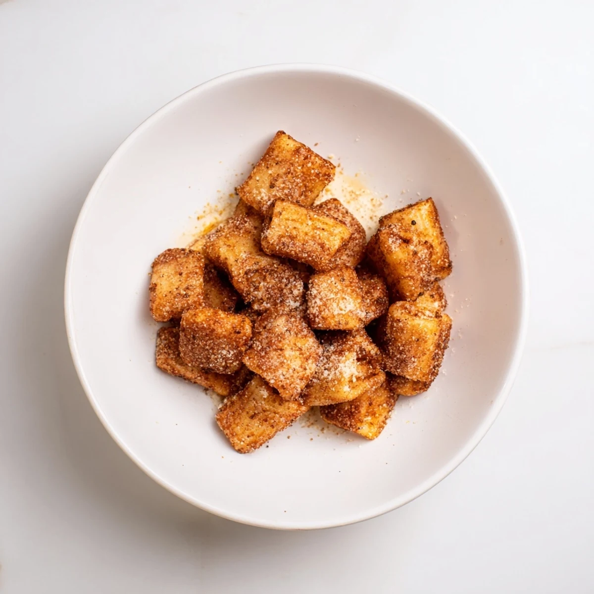 Golden-brown Air Fryer Pasta Croutons, perfectly crispy and ready to jazz up your favorite salads.