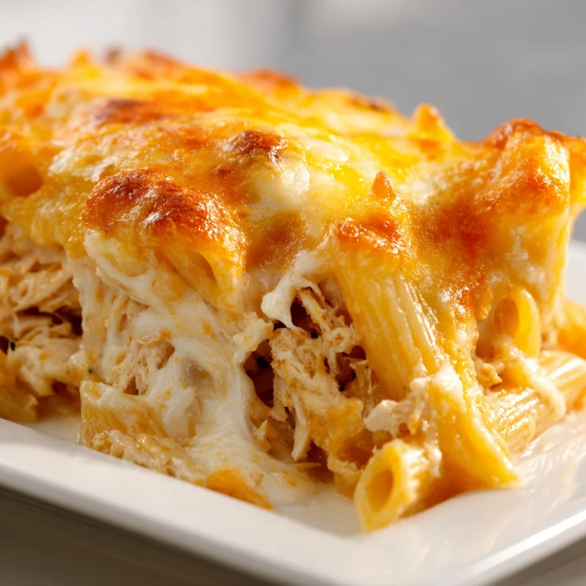 Warm and bubbly moist maker pasta casserole with layers of turkey, cheese, a delicious gravy core.