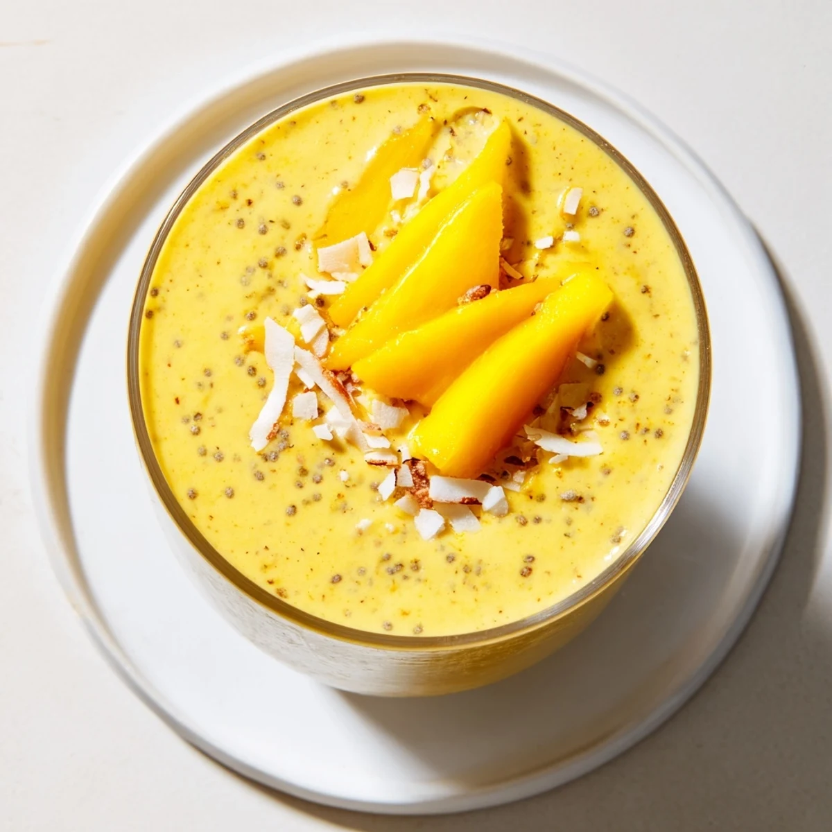 Enjoy a refreshing, healthy Mango Turmeric Smoothie; a vibrant, delicious morning beverage.