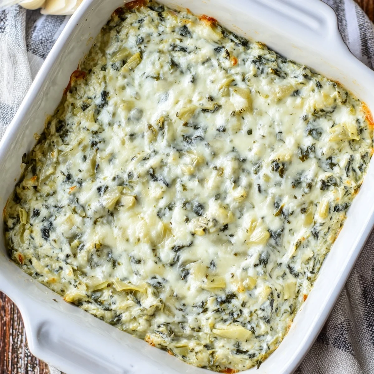 A creamy, irresistible shot of Cheesy Spinach Artichoke Dip, perfect for any party appetizer.