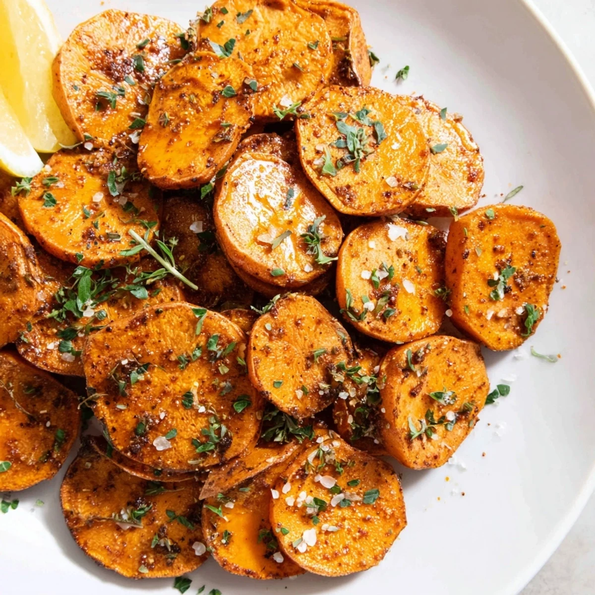 Golden brown Cajun roasted sweet potatoes, a flavorful and easy side dish, ready to serve.