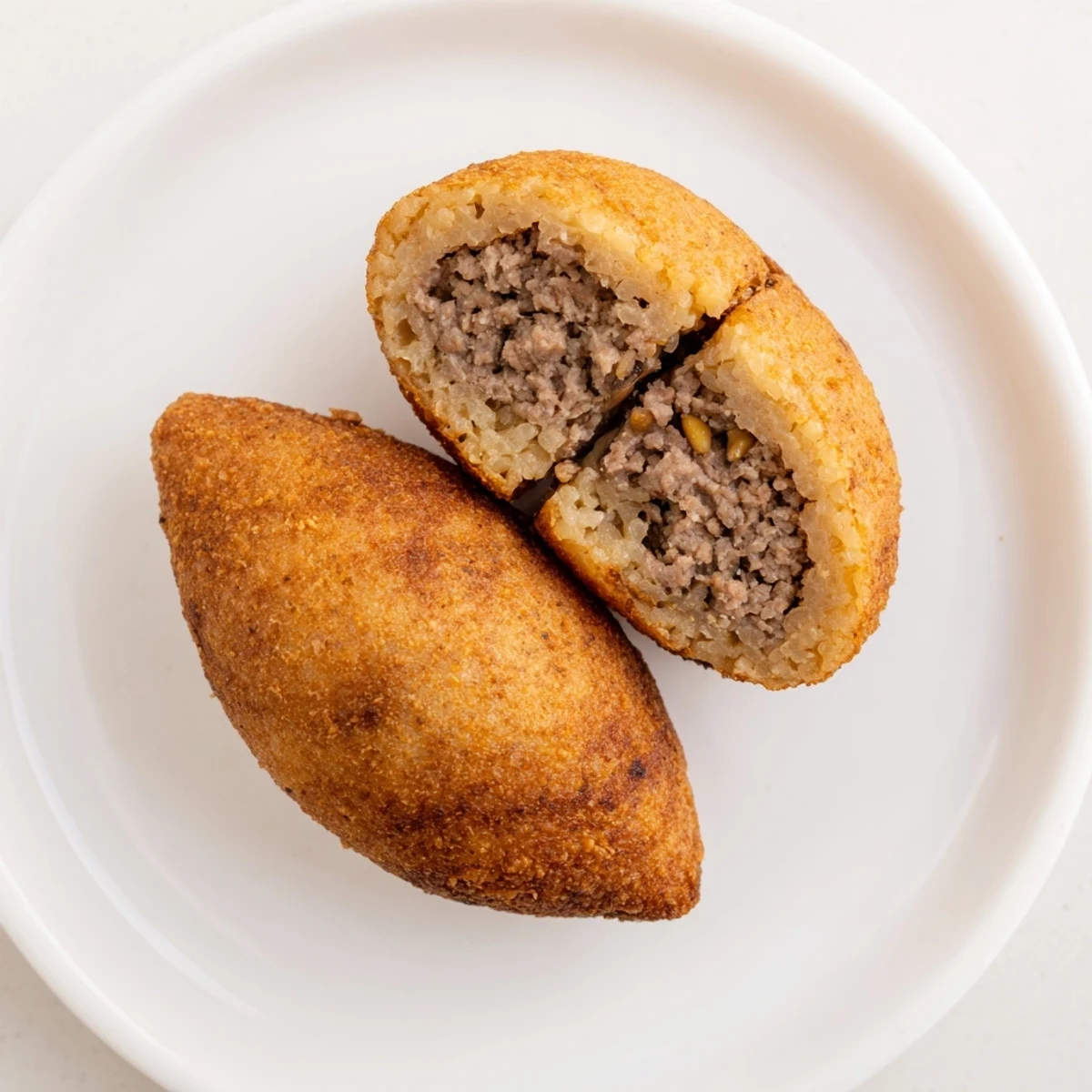 Perfectly fried Lebanese Kibbeh, a traditional Middle Eastern dish with a savory aroma.