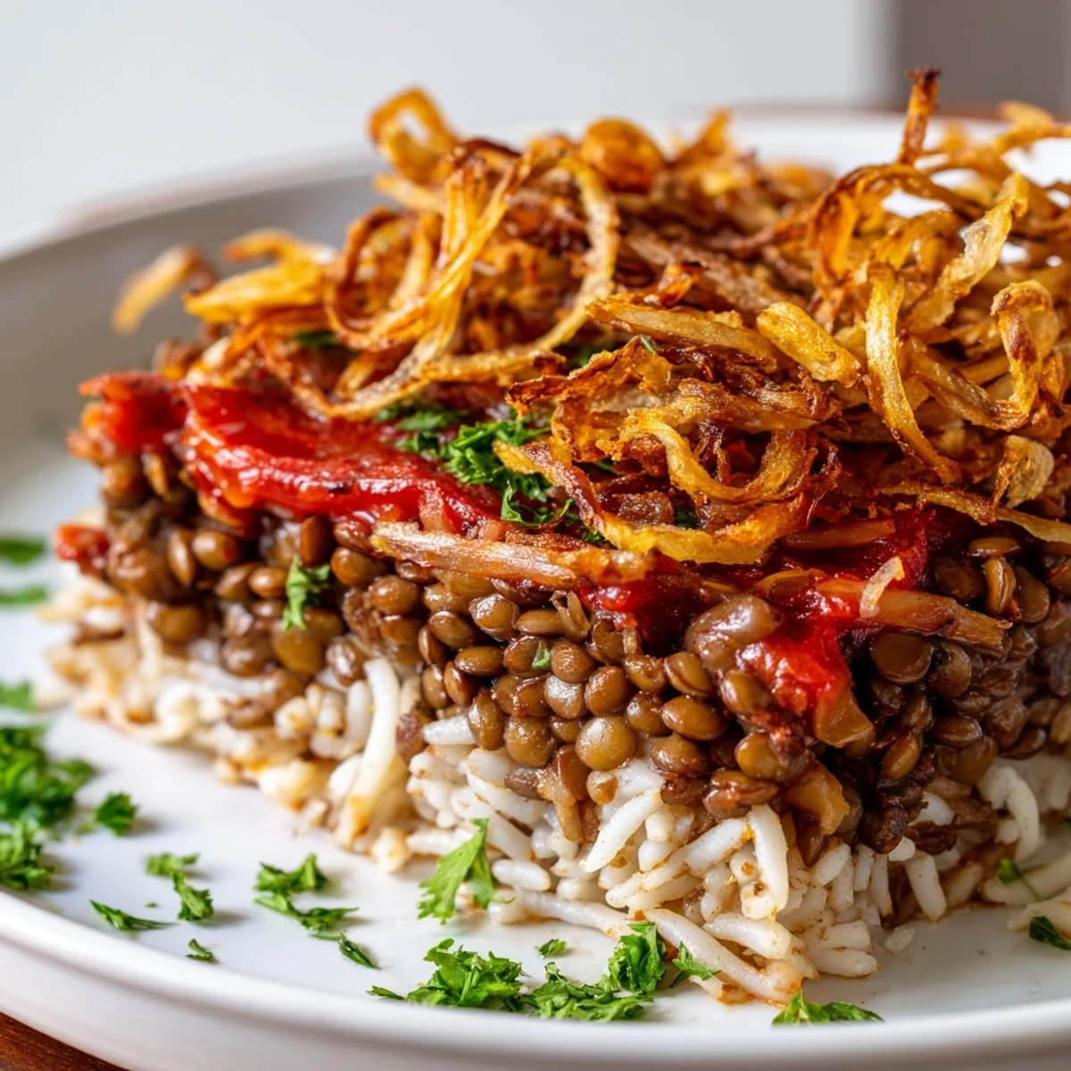 Egyptian Koshari Layered Dish