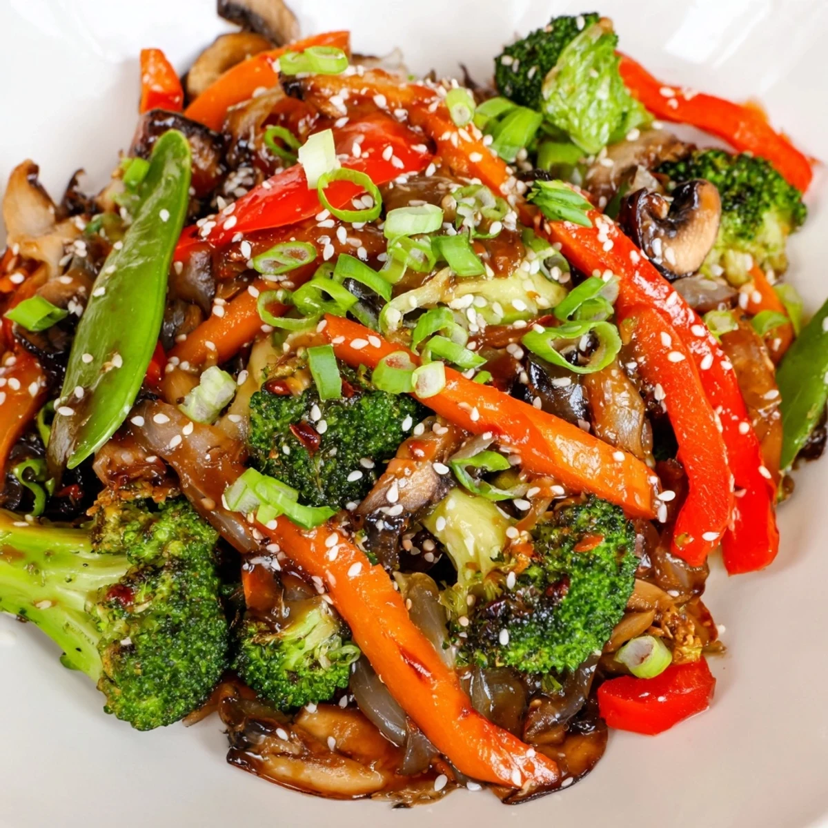 Serve this quick Ginger Stir-Fried Vegetables recipe over steamed jasmine rice for a healthy vegan weeknight dinner.