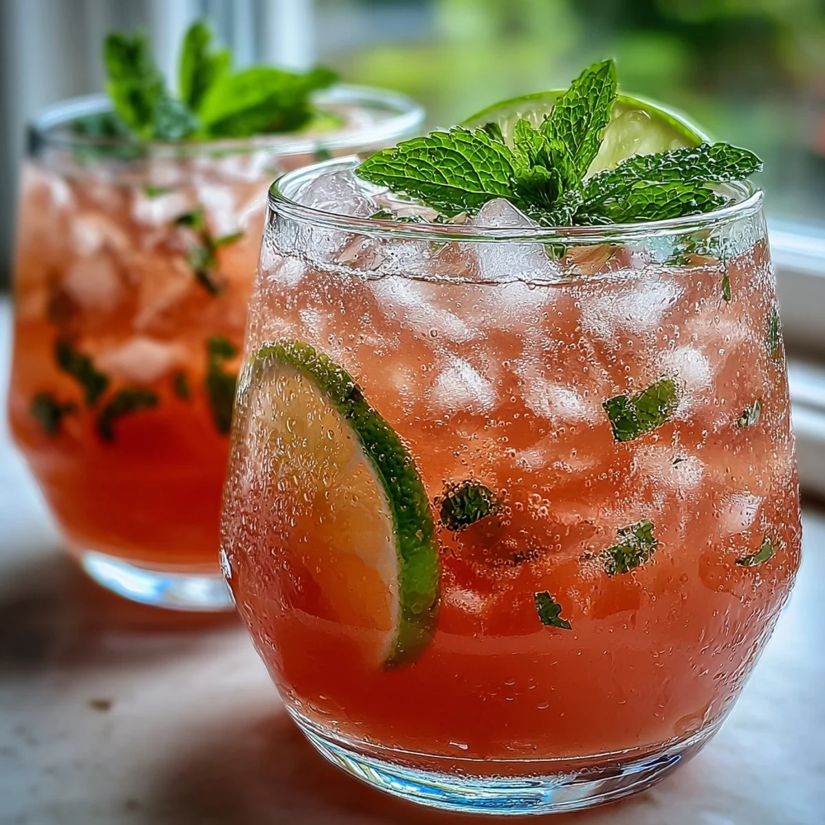 A chilled pitcher of Guava Nectar Drink ready to pour, showcasing the vibrant pink-hued beverage for a refreshing summer gathering.