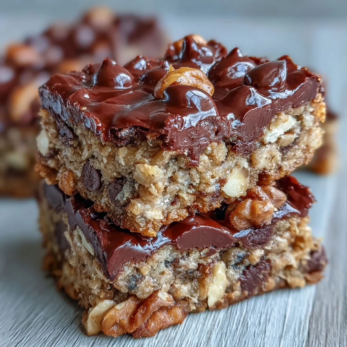 Warm Chunky Monkey Protein Baked Oat Bars served with a glass of cold milk.
