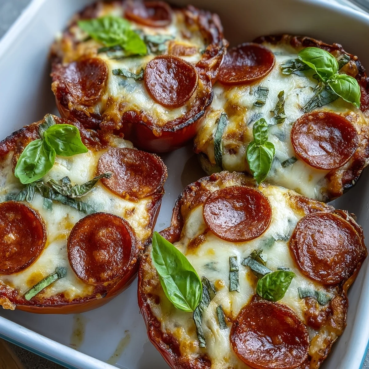 Low-carb pizza night made easy with these vibrant Keto Pizza Stuffed Peppers, loaded with melty mozzarella, spicy pepperoni, and Italian sausage.