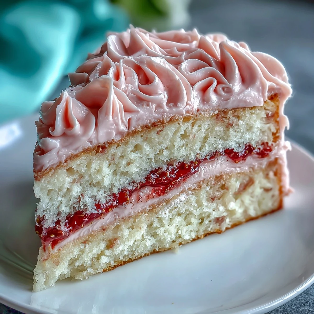 Galentines Cake with Strawberry Buttercream: A stunning vanilla layer cake with luscious strawberry buttercream in a pink ombre effect, garnished with fresh strawberries and edible glitter.