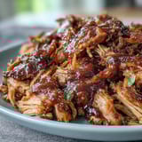 Honey peach BBQ pulled pork slow-cooked to perfection, served on a soft bun with juicy peach slices.