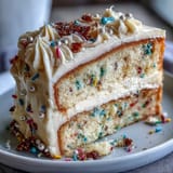 Decadent Class of 2026 Confetti Cake with Champagne Frosting, perfect for any festive gathering.