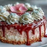 Blush pink Rosé Velvet Cake with creamy frosting, glistening with edible gold, ready to serve.