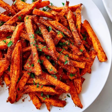 Golden and crispy Cajun spiced sweet potato fries, a flavorful side dish, ready to serve.