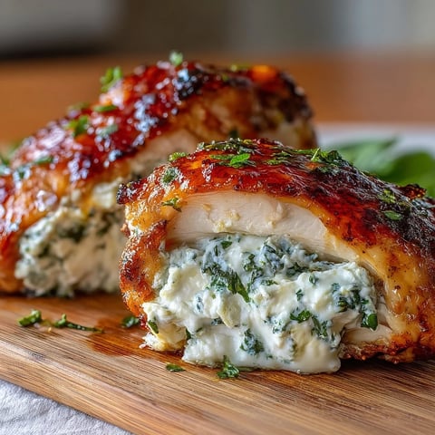Golden-brown baked Hot Honey Ricotta Stuffed Chicken breasts, sliced to reveal a creamy ricotta and herb filling, drizzled with shimmering spicy honey glaze.