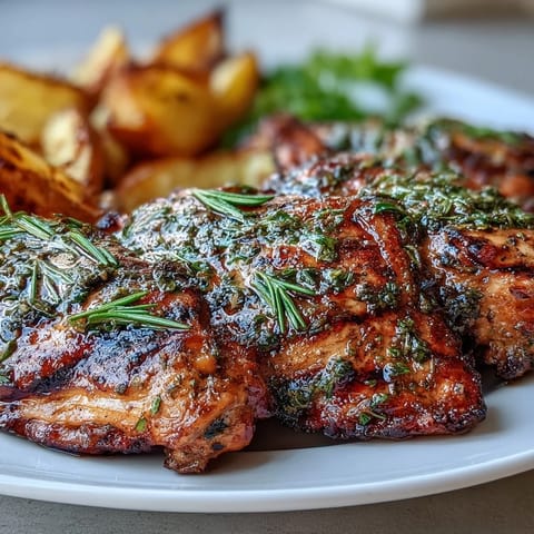 Grilled Herb Chicken with Roasted Root Vegetables plated, featuring juicy rosemary chicken and golden-brown carrots, parsnips, and potatoes.