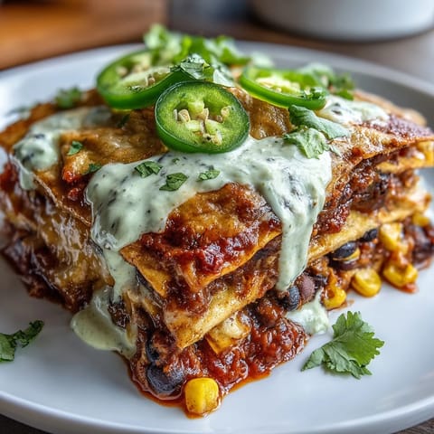 Vegan black bean enchilada casserole