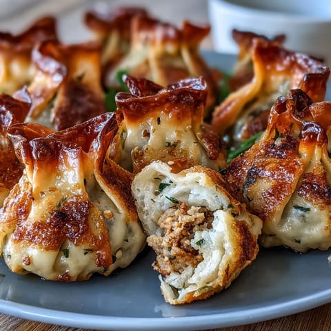 Golden pork dumplings cooked in the air fryer, paired with a vibrant, aromatic chili oil dipping sauce.  
