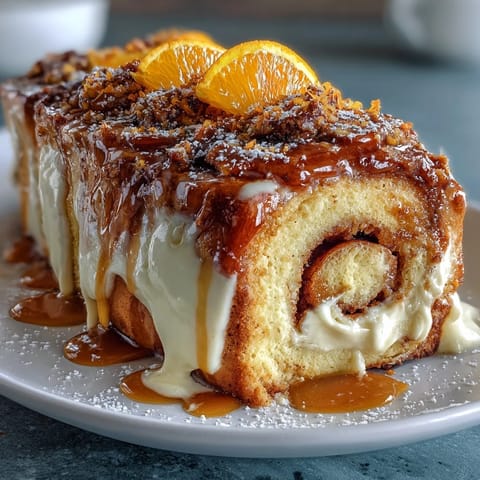 Warm orange-scented rolls topped with rich cream cheese frosting, a delightful twist on classic cinnamon rolls.  