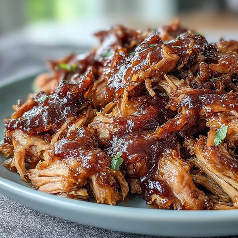 Honey peach BBQ pulled pork slow-cooked to perfection, served on a soft bun with juicy peach slices.