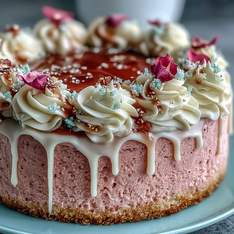 Beautiful Bridal Shower Rosé Velvet Cake with elegant gold drip, perfect for celebrations.