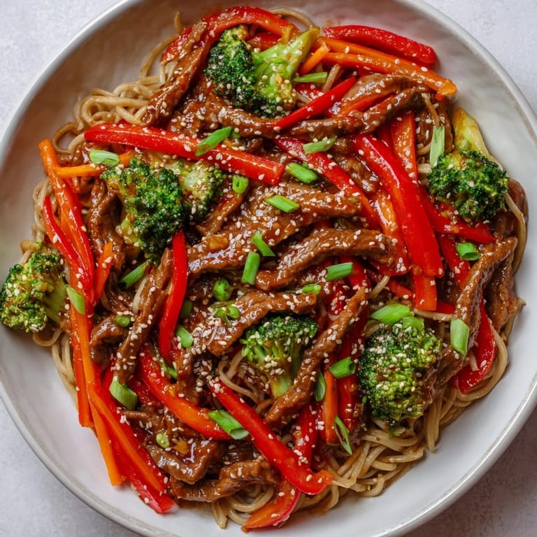 Savor the savory flavors of this Easy Beef Stir-Fry, a weeknight meal featuring perfect lo mein.