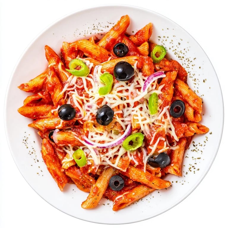 A vibrant photo of a quick, delicious one-pot pizza pasta, ready in a single skillet.