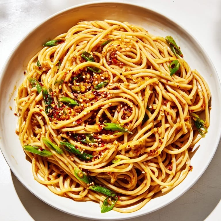 Enjoy these easy Garlic Chili Oil Noodles, a quick, vegan meal with rich flavors and chewy texture.