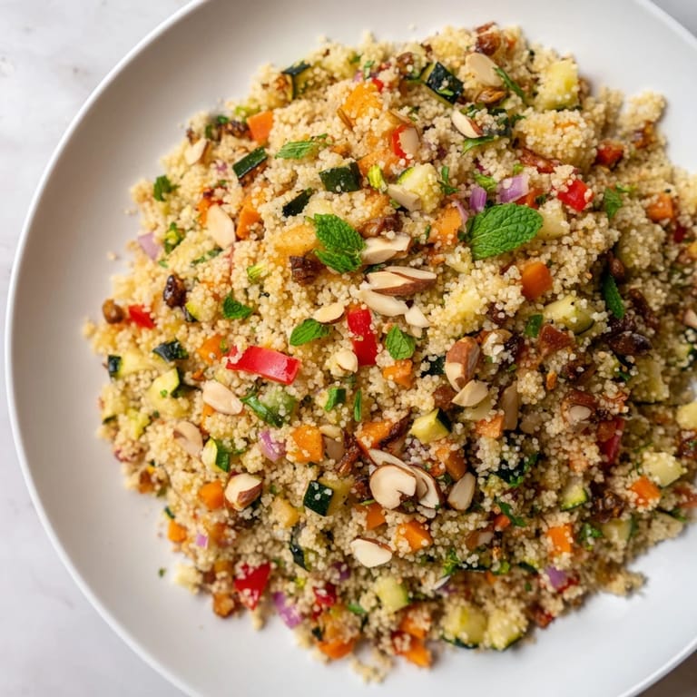 This light and flavorful Moroccan couscous salad features wholesome ingredients and bright flavors.