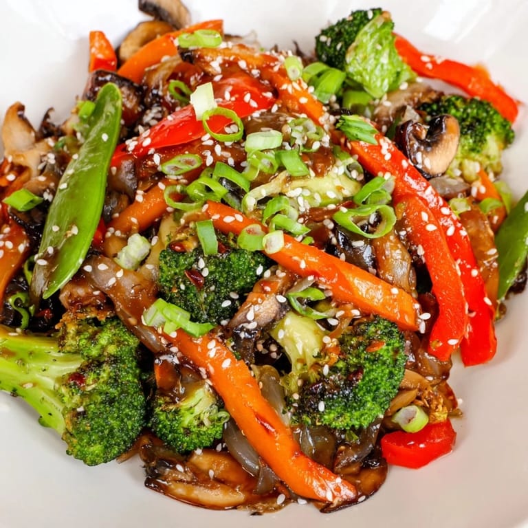 Serve this quick Ginger Stir-Fried Vegetables recipe over steamed jasmine rice for a healthy vegan weeknight dinner.