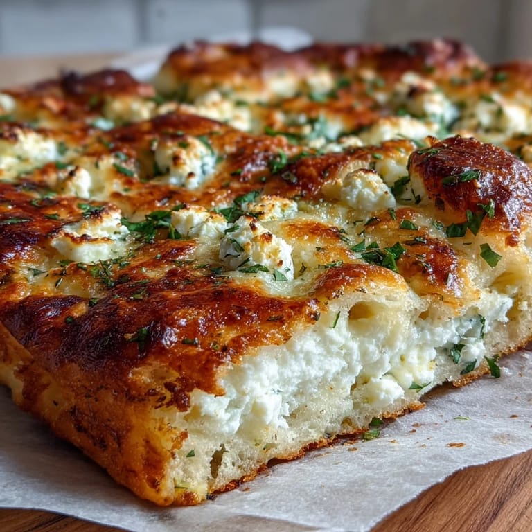 Serve Fluffy Cottage Cheese Flatbread topped with fresh herbs and feta for a vegetarian lunch.