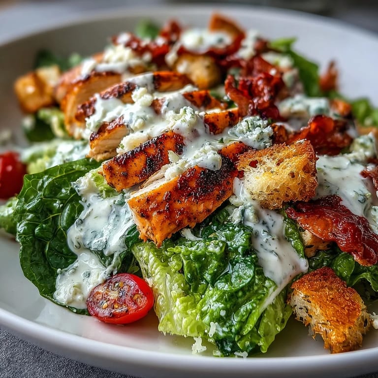 Hearty Romaine Caesar Bowl with optional chickpeas, cherry tomatoes, and zesty homemade dressing.