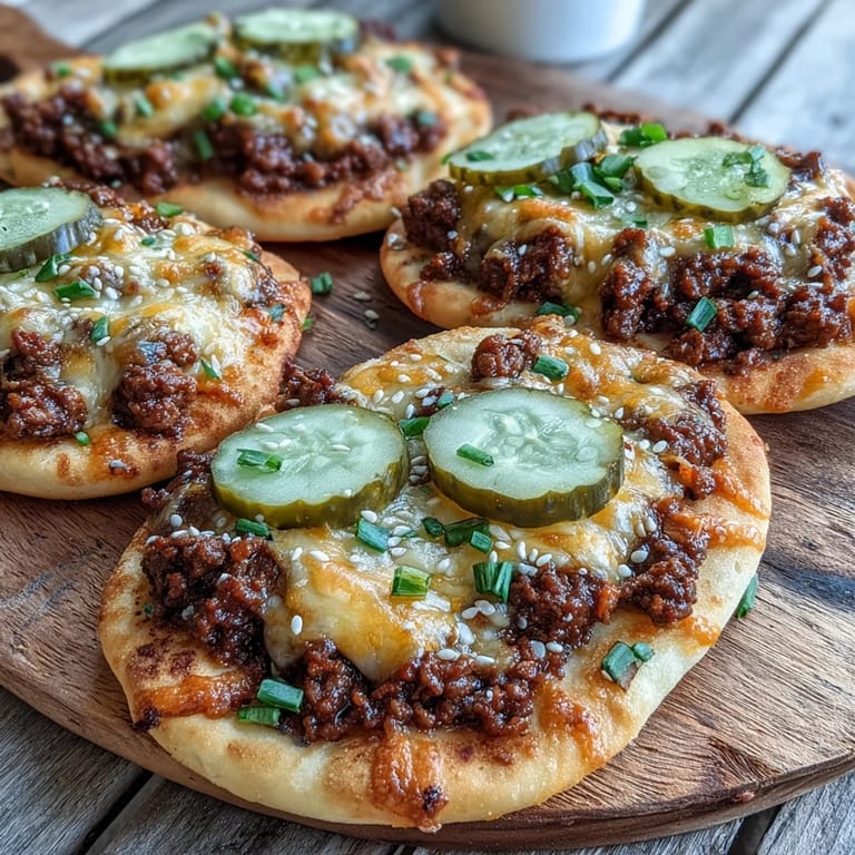 Mini Cheeseburger Garlic Naan Pizzas served warm with scallions, perfect for game day parties and family dinners.