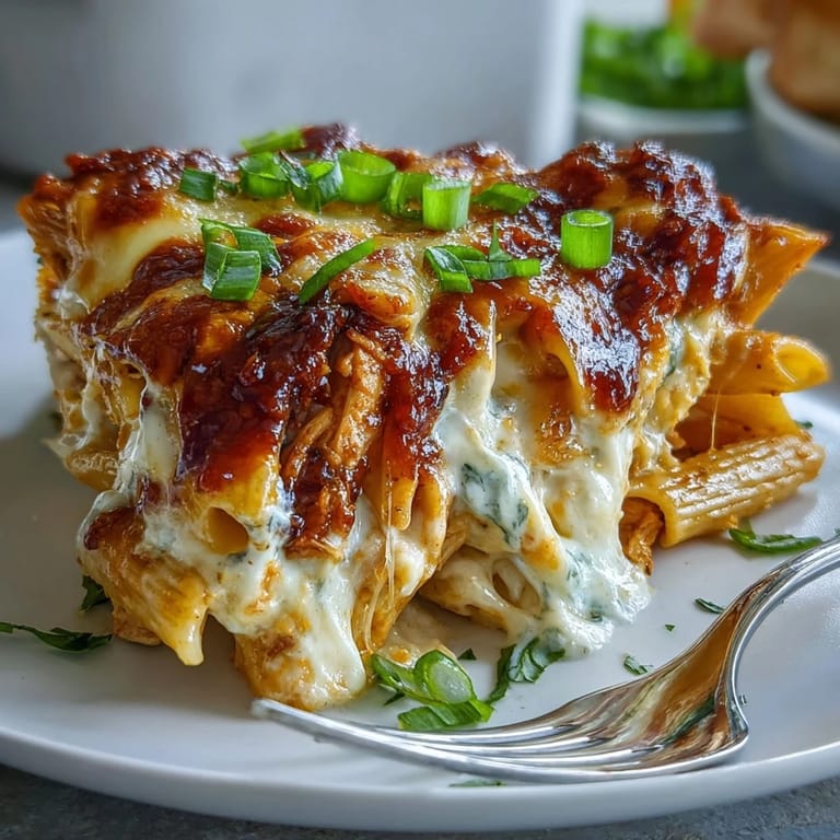 A hearty Creamy Buffalo Ranch Chicken Pasta Bake served with a crisp side salad for a balanced meal.