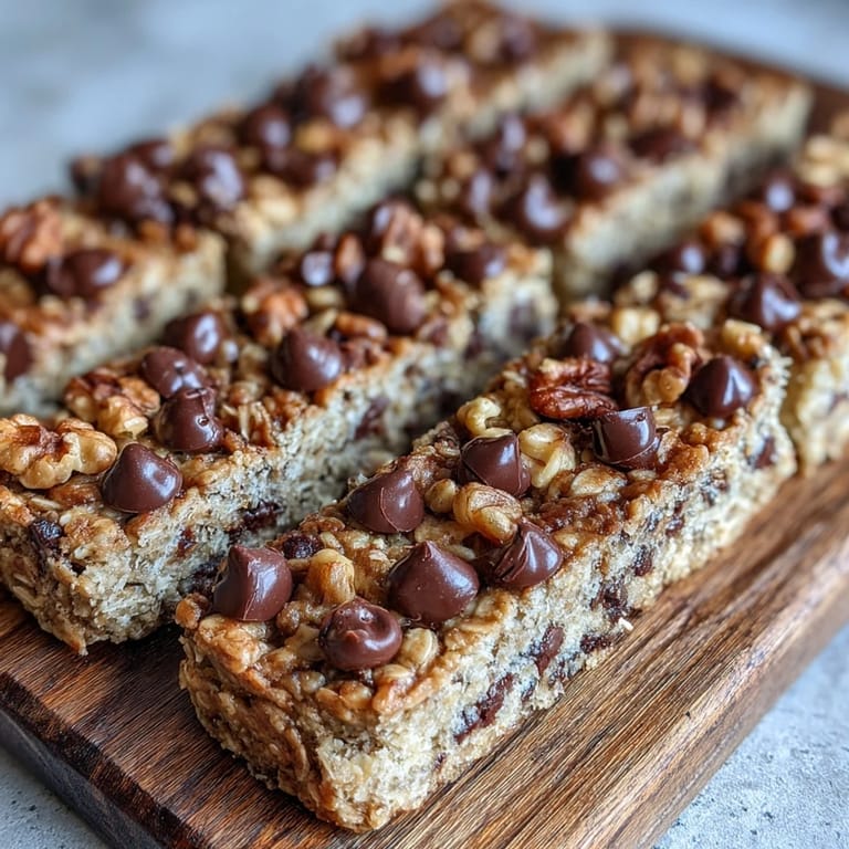 A close-up of a Chunky Monkey Protein Baked Oat bar broken open, revealing a moist, banana-spiced interior.