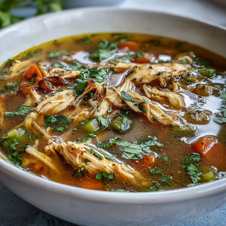 Hearty chicken thighs simmered in a vibrant turmeric broth with carrots, celery, and warming ginger, creating a nourishing anti-inflammatory meal.  