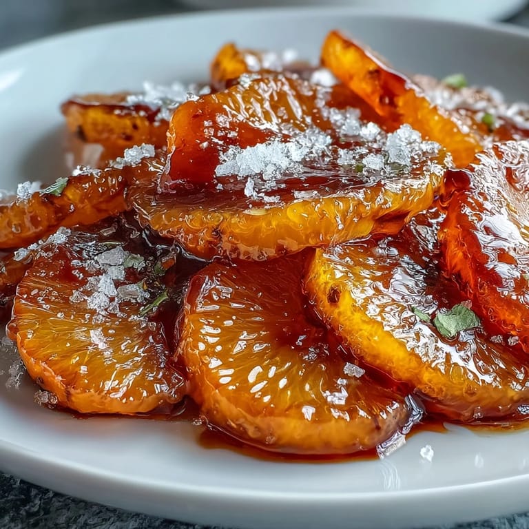 Bright, glossy orange wedges simmered in fragrant vanilla syrup — a versatile topping for panna cotta, yogurt, or pancakes.