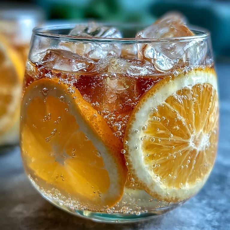 Refreshing Sparkling Citrus Punch with Orange and Lemon Slices, featuring vibrant citrus slices floating in effervescent lemonade and sparkling water, served chilled.