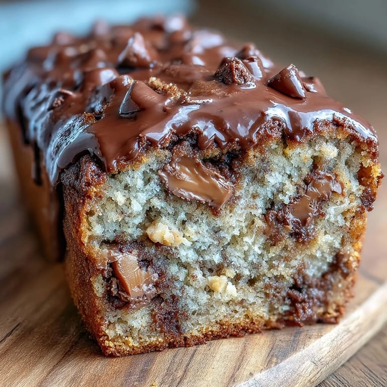 3. Moist peanut butter cup banana bread loaf, topped with chocolate chips and peanut butter cups, ideal for indulgent snacking.