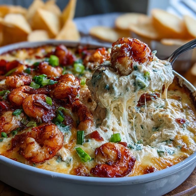 Spicy Crawfish Boil Dip baked until bubbling, featuring tender crawfish tails and bold Louisiana seasonings.  