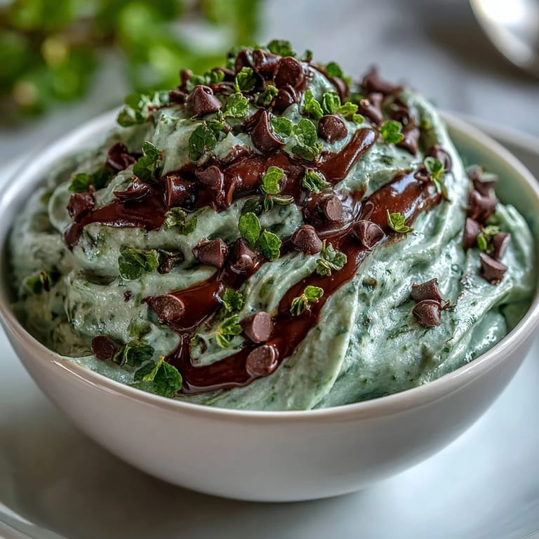 Cool mint and chocolate chip dip in a bowl, topped with bright shamrock sprinkles for St. Patrick's Day.