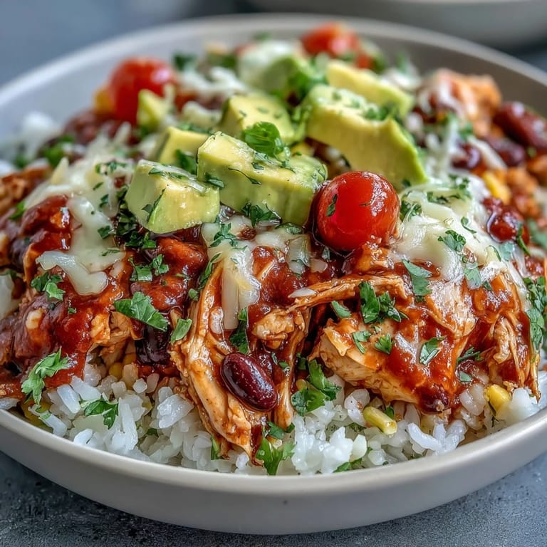 Flavorful Salsa Chicken Bowls with tender chicken simmered in zesty salsa, served in hearty bowls with rice and fresh veggies.