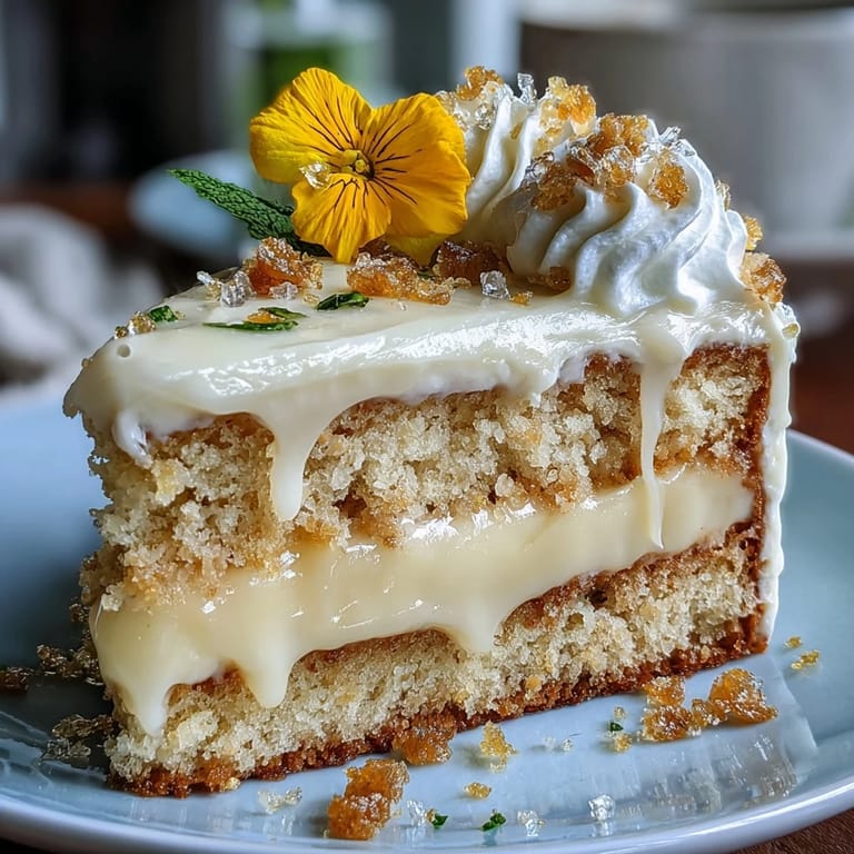 A refreshing Mother's Day Lemon Curd Layer Cake adorned with fresh, vibrant edible blooms.