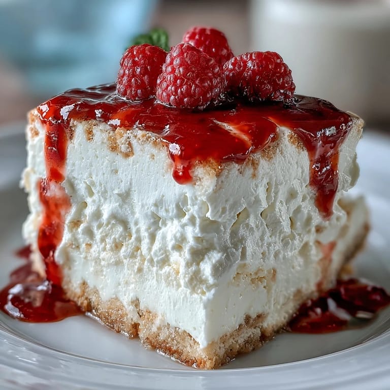 Sweet, chilled no-bake cheesecake and vibrant coulis, a delightful dessert presentation.