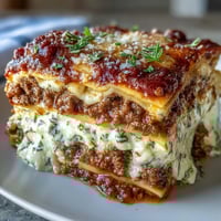 Ultimate Comfort Food Lasagna with Ricotta, a cheesy Italian classic layered with savory meat sauce and creamy ricotta filling.
