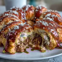 Golden puff pastry-wrapped cocktail sausages served with tangy honey Dijon mustard dip for game day snacking.
