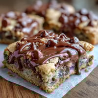 Celebrate graduation with chewy cookie bars loaded with chocolate chips and colorful candy, topped with a white chocolate drizzle.